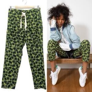 Sandrine Rose Tropical Leaf Print Pants